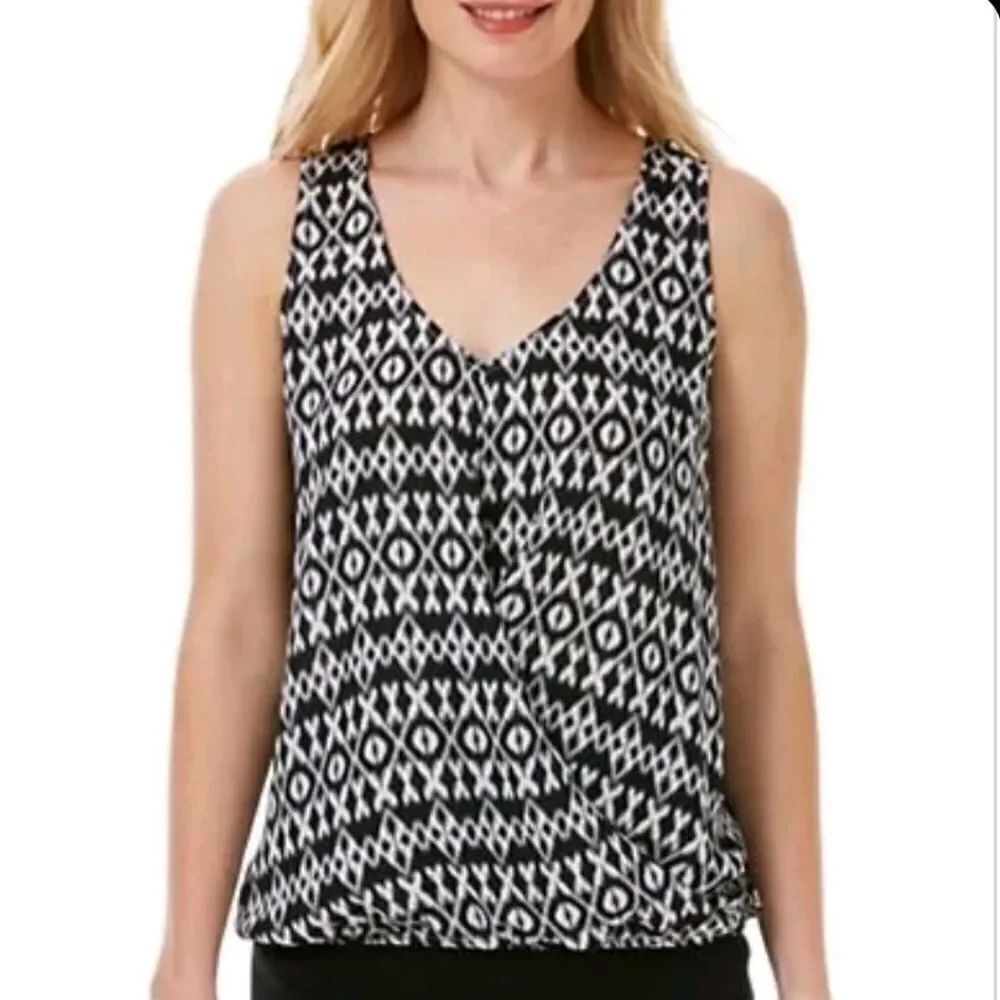 LAUNDRY BY SHELL SEGAL BLOUSE V-NECK SILK DRAPED TOP